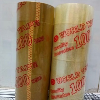 Lốc (6 cuộn) băng keo 100yard trong/vàng đúng 1kg2