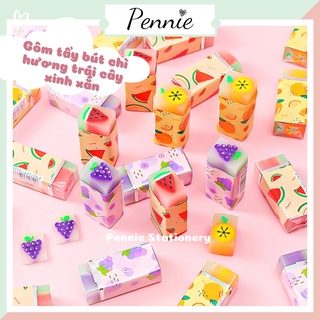 Gôm tẩy bút chì trái cây xinh xắn Pennie nhiều màu sắc tiện dụng