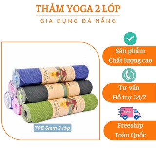 Thảm yoga 2 lớp  LOẠI TỐT  thảm tập thể dục thiết kế dạng gân sóng chống trơn trượt rất tốt
