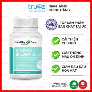Bổ não ginkgo tăng trí nhớ từ Bạch quả Biloba [Úc] Healthy Care Ginkgo Biloba 2000 [Chính hãng]