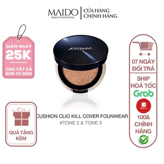 Phấn nước CLIO Kill Cover Founwear Cushion All New Set trang điểm chống nắng (+ Refill) - SPF 50+ PA +++ MAIDO COSMETICS