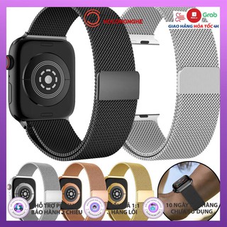 HOT 2021 Dây đeo thay thế dành cho đồng hồ Apple Watch lưới thép không gỉ Mloop KHÓA hút nam châm chắc chắn