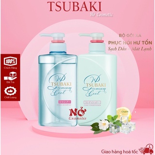 Bộ Dầu Gội Xả - Dầu Gội TSUBAKI Xanh SẠCH DẦU MÁT LẠNH - Phục Hồi Hư Tổn | TSUBAKI Premium Cool SET 490ml Nở cosmetic