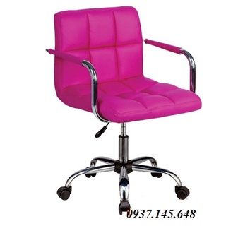 Ghế xoay da cao cấp màu hồng có múi chân thép mạ TM904H (Hàng nhập khẩu nguyên chiếc)