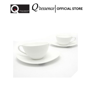 Bô 2 Ly Sứ Cà Phê Q'tessence Màu Trắng 180ml và Dĩa Lót Ly Màu Trắng