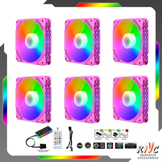 Bộ 6 Quạt Tản Nhiệt Pink P1 12cm Fan Led RGB Đồng Bộ Màu Hub Coolmoon, Hub Sync Mainboard