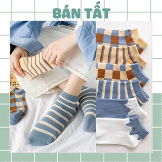 Tất vớ nữ cổ ngắn - tất vớ hoạ tiết caro phong cách Hàn Quốc dễ thương