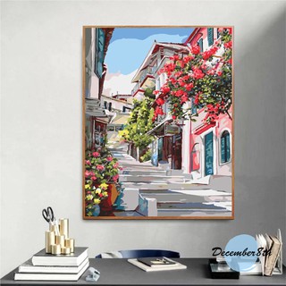 Tranh Sơn Dầu Số Hóa Tự Tô December8th Bậc Thềm Có Hoa CGY