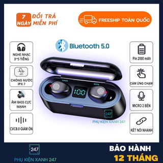 tai nghe bluetooth 5.0 Amoi F9 ⚡️Đ𝐈̉𝐍𝐇 𝐍𝐇𝐀̂́𝐓⚡️  Âm Thanh SIÊU ÊM, chống nước, Pin 2000Mah Kiêm Sạc dự phòng