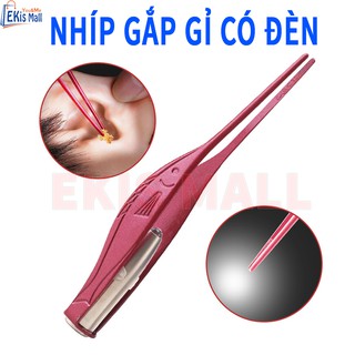 Nhíp gắp ráy tai có đèn cho bé Dụng cụ lấy ráy tai có đèn Phụ kiện vệ sinh tai an toàn cho trẻ em (Tặng kèm pin)