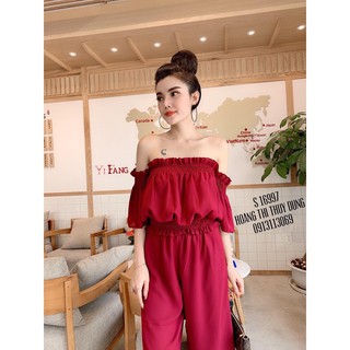 Sét Áo Cúp Ngực Rớt Vai Tay Xòe Kết Hợp Quần Ống Rộng Tiểu Thư TTS0549