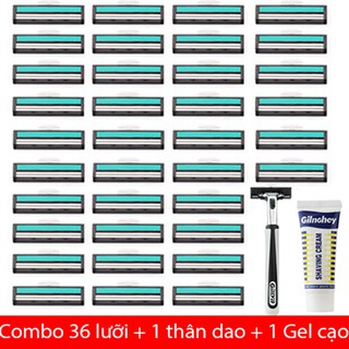 Dao cạo râu 36 lưỡi dao cạo râu kép, 1 thân dao, 1 tuýp bọt