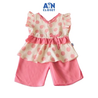 [Mã BMBAU50 giảm 7% đơn 99K] Bộ quần áo lửng bé gái họa tiết Bi hồng cổ tim - AICDBGPSKEXJ - AIN Closet