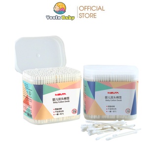 Bông Ngoáy Tai Cao Cấp MISUTA Bông Tự Nhiên Siêu Mềm An Toàn Cho Trẻ Sơ Sinh - Hộp 400 Chiếc