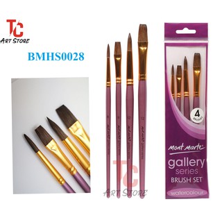 Bộ 4 Cọ Vẽ Màu Nước MONT MARTE BMHS0028 ( Mẫu mới: Bao Bì và Thân cọ Màu Đỏ)