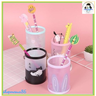 Lọ cắm bút nhựa trong suốt_lọ đựng bút đáng yêu cho bé và nhân viên văn phòng