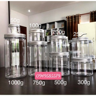 HỦ PÉT NẮP NHÔM  50gr-100gr-200gr-500gr-1kg