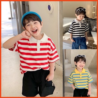 Áo Polo kẻ cộc tay cho bé trai - Áo phông có cổ trẻ em của Aoaokids 2-7 tuổi (có ảnh, clip thật)