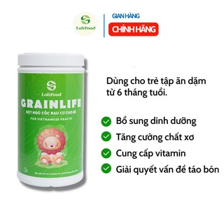 Bột Ngũ Cốc Rau Củ | Bột Ăn Dặm Cho Bé Từ 6 Tháng Grainlife LOLIFOOD, 09 loại hạt dinh dưỡng và rau củ (400g).