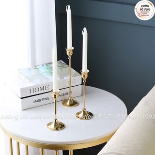 Bộ 3 chân nến trơn gold - CN152