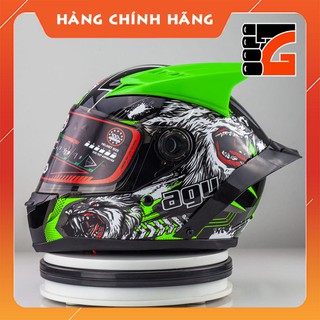 COMBO Mũ Bảo Hiểm Agu Tem Sói xanh lá Tặng Sừng Và Đuôi Gió