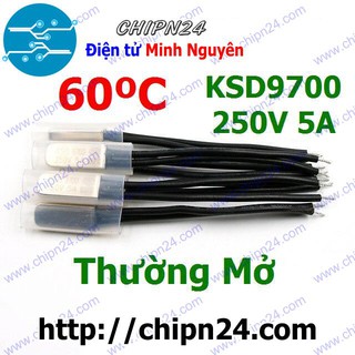 [1 CÁI] Cầu Chì Nhiệt KSD9700 Thường Mở 60 Độ Kim Loại (5A 250VAC) (9700TM60)