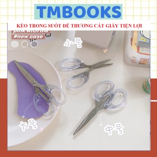 Kéo cắt giấy cán cầm trong suốt , kiểu dáng xinh xắn tiện dụng - TMBOOKS