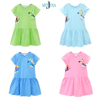 Đầm bé gái tay ngắn MEEJENA cho bé từ 14-38 kg, Vải 100% COTTON 4C - 1907