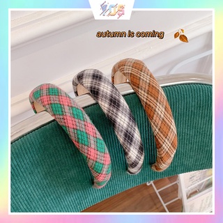 Băng đô cài tóc Hàn Quốc bọc vải caro xinh xắn cho nữ