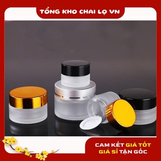 Hủ Đựng Kem ❤ SIÊU RẺ ❤ Hũ chiết mỹ phẩm thủy tinh mờ 5g,10g Nắp vàng đựng kem , phụ kiện du lịch