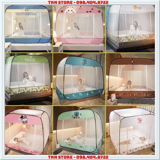 [Hàng đẹp] Màn chụp tự bung đỉnh vuông chống muỗi - Mẫu mùng chụp tự bung có viền chân chống muỗi tuyệt đối