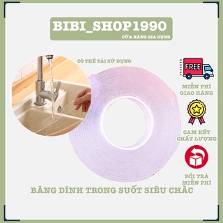 Băng dính trong suốt 2 mặt siêu chắc - Băng dính tiện lợi đa năng dài 3 mét