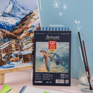 Sổ vẽ màu nước Artwork A5 lò xo cao cấp bám màu 20 tờ KLong MS 785
