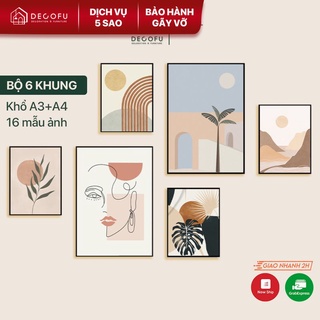 Bộ tranh treo tường hiện đại, bộ khung tranh DECOFU tặng kèm 16 mẫu tranh đẹp - L04