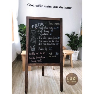 LUXI decor - Bảng MENU viết phấn chân gỗ gấp (TẶNG KÈM PHẤN MÀU + XỐP LAU BẢNG)