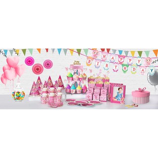 {Mega Set} Bộ phụ kiện trang trí bàn tiệc theo chủ đề thôi nôi (Xanh + Hồng)