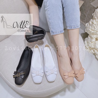 GIÀY BỆT NỮ LOVIIECORNER - GIÀY BÚP BÊ BỆT DA MỀM NƠ XINH  DA BÒ CHẤT XỊN B210307
