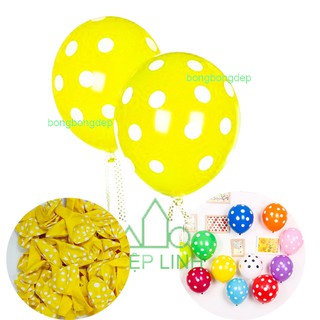 50 bong bóng tròn lớn 12 inch chấm bi màu vàng