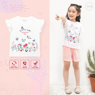 [3-11 Tuổi MM ] Áo Bé Gái Miss Meow, Áo Phông Cho Bé Mùa Hè In PLETTY GIRL 3-11 , Chất Cotton, Size Đại