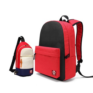 Combo Balo Thời Trang HARAS HR214(Đen Đỏ) Và Túi Đeo Chéo Phối Màu HR203