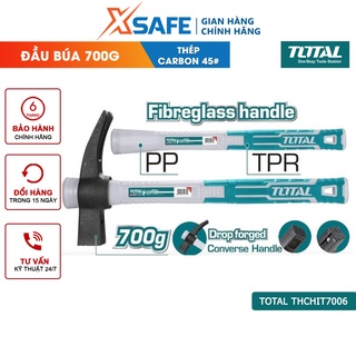 Búa nhổ đinh kiểu pháp TOTAL THCHIT7006 Búa cầm tay trọng lượng 700g, đầu búa được đúc rèn nguyên khối, chịu nhiệt