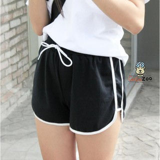 Quần short nữ viền kẻ trắng thể thao buộc dây ulzzang chất thun mềm mát - CUTEZOO