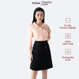 Áo sơ mi nữ tay lỡ dáng suông FIONA, cổ ren phối Organza F550397