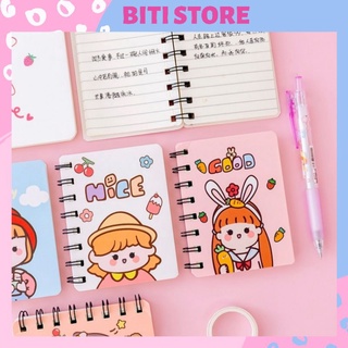 Sổ Tay Lò Xo A7 Có Dòng Kẻ Ngang Bìa Hình Hoạt Hình Dễ Thương BiTi Store
