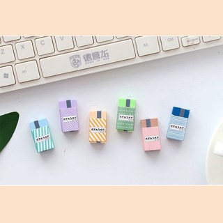 HCM - Set 6 cục gôm họa tiết sọc kiều Hàn Quốc dễ thương