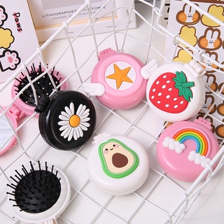 Lược gấp kèm gương mini dùng để trang điểm, nhiều họa tiết hoạt hình xinh xắn