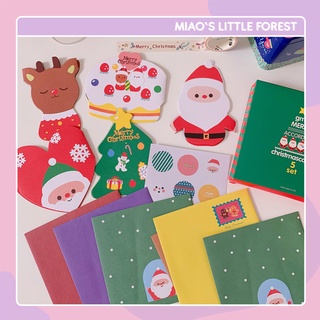 Thiệp Noel MIAO'S LITTLE FOREST set thiệp Giáng Sinh kèm bao thư sticker dán xinh xắn MOT236