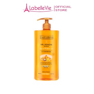 Gel tắm Evoluderm Gel Douche Soyeux Huile Précieuse tinh dầu argan và hoa anh thảo 1000ml