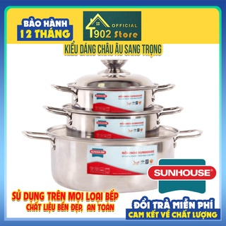 Bộ Nồi Sunhouse Inox Cao Cấp SH224 Dùng Cho Mọi Loại Bếp