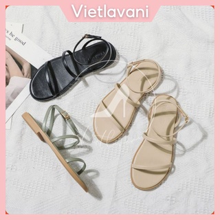 Giày sandal đế phẳng mũi tròn thiết kế quai đan  thoải mái thời trang cho nữ mã BBS38